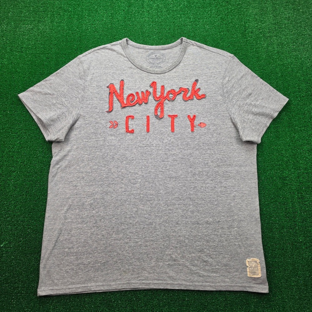 American Eagle Outfitters New York City Tshirt Mens 2XL Gray‎ Athletic Fit Tee